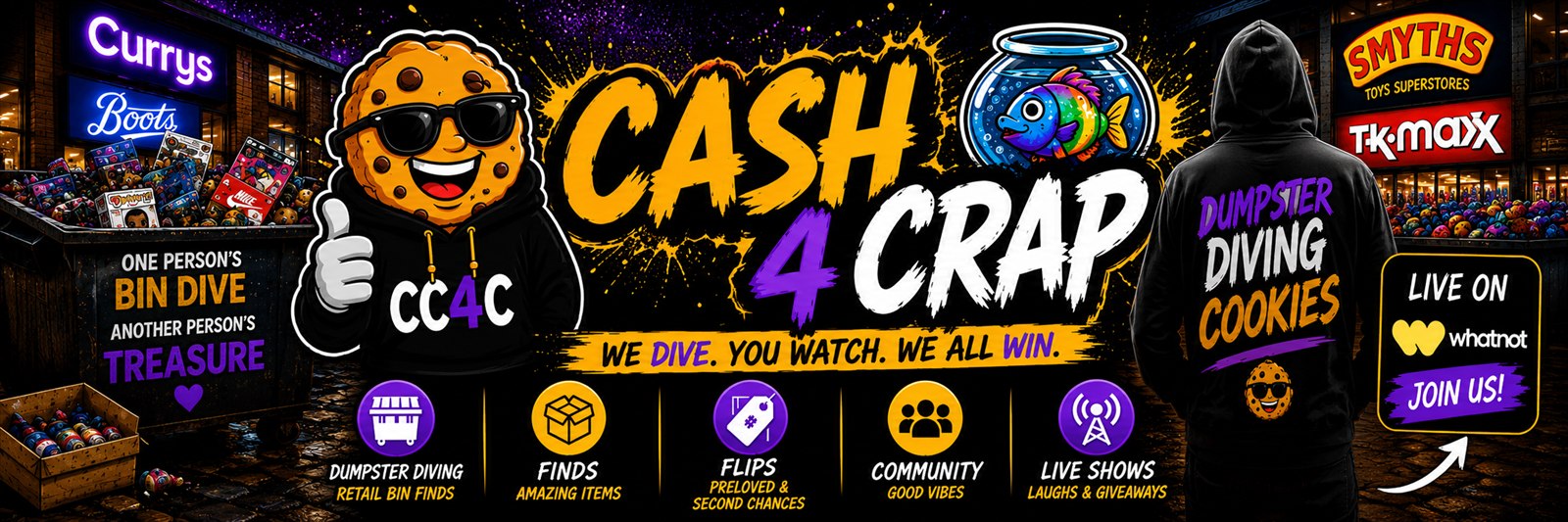MrsCookiesCash4Crap — retail bin diving, finds, flips, community and live shows